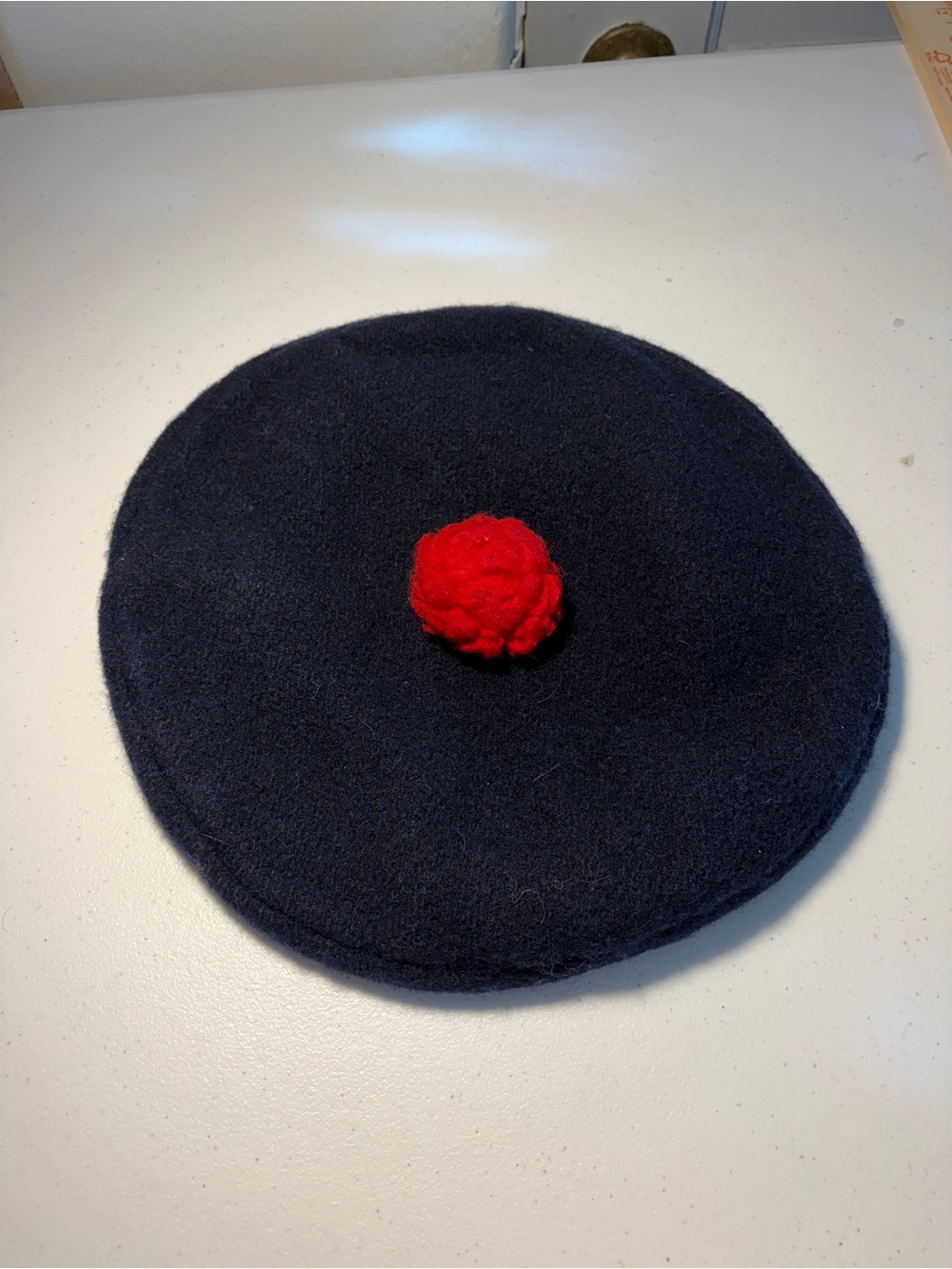 Vintage Scottish Balmoral Bonnet With Red Toorie Pom-Pom